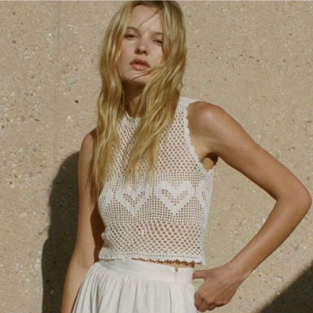 Doen Sarita top, hand knit heirloom
